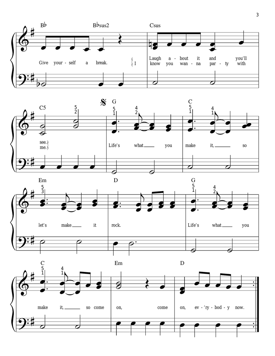 Life's What You Make It Easy Piano scores gallery preview page 3