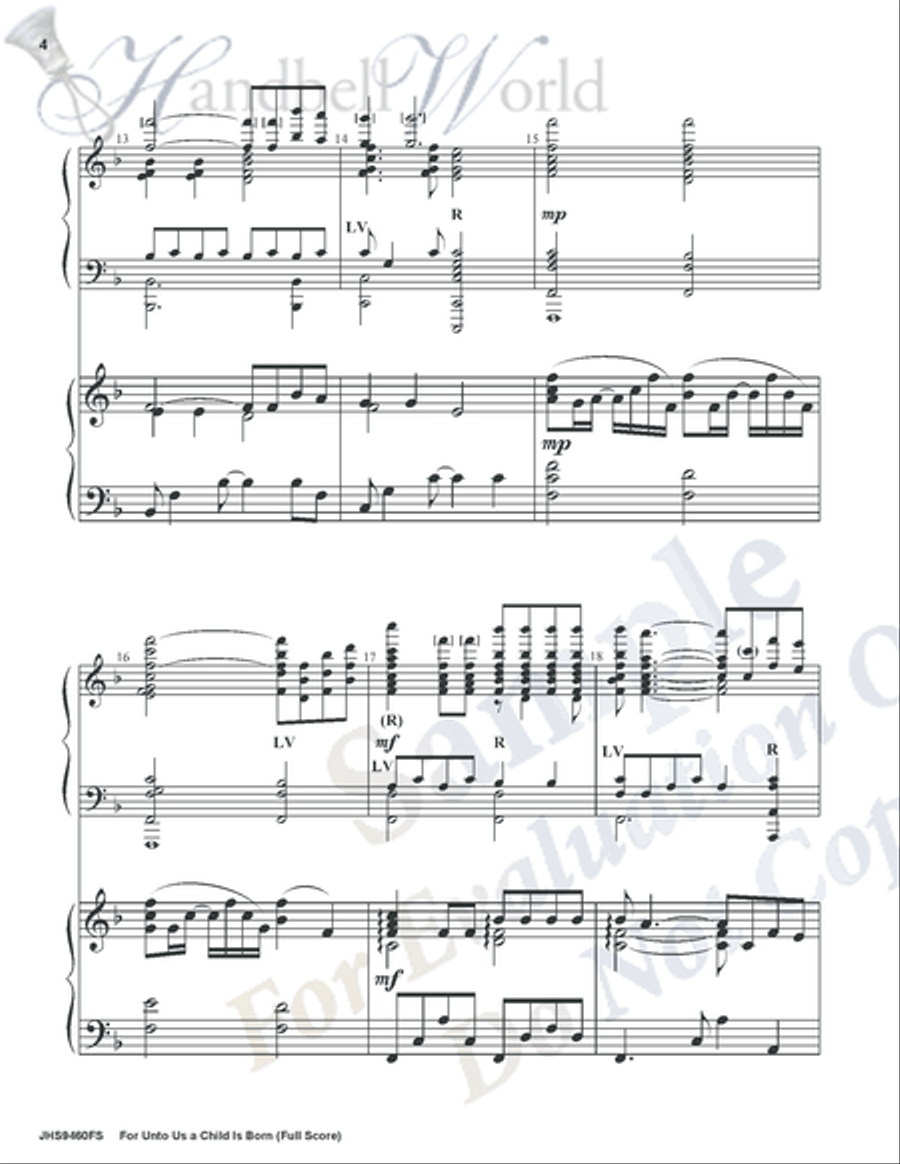 For Unto Us a Child Is Born Handbell Choir scores gallery preview page 3