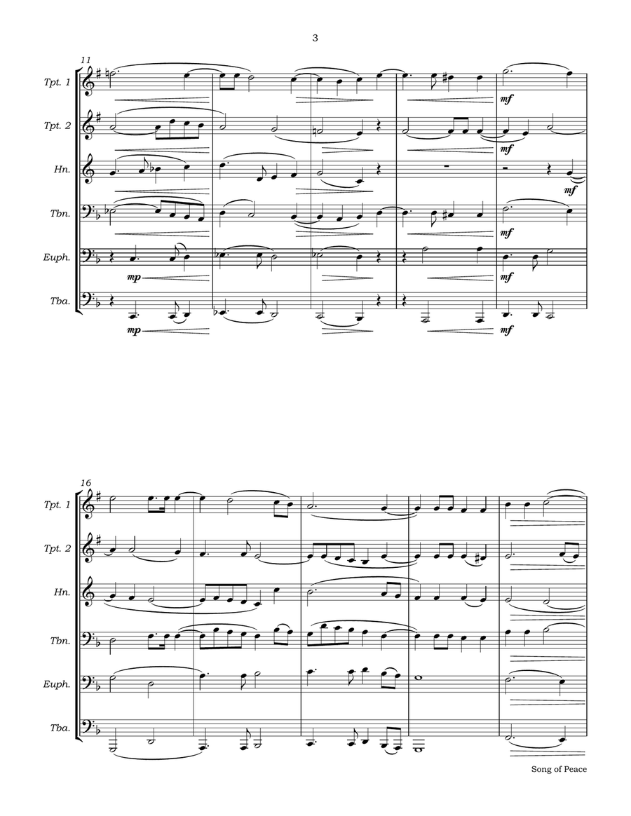 Song of Peace for Brass Choir Brass Band scores gallery preview page 6