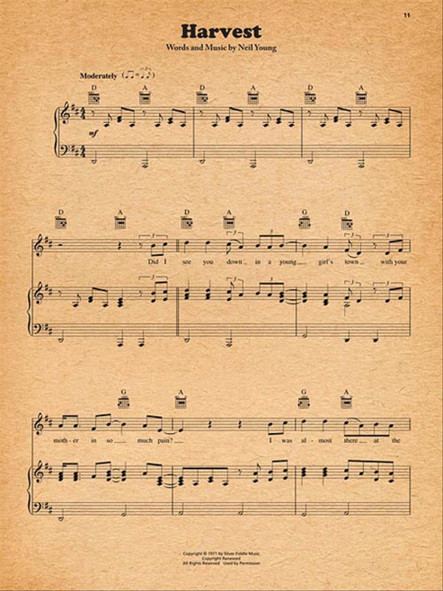 Neil Young – Harvest Piano, Vocal, Guitar scores gallery preview page 4