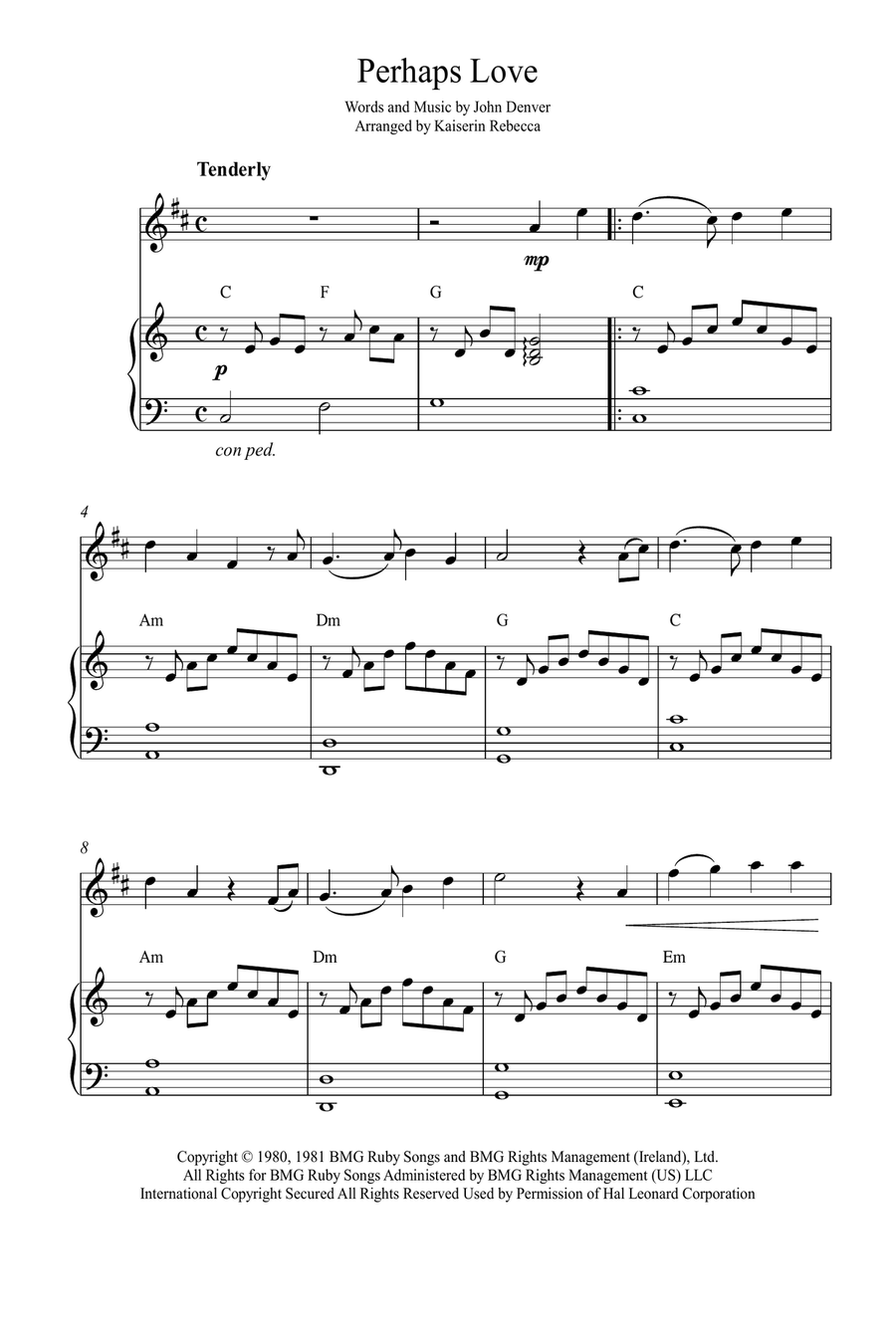 Perhaps Love Tenor Saxophone scores gallery preview page 1