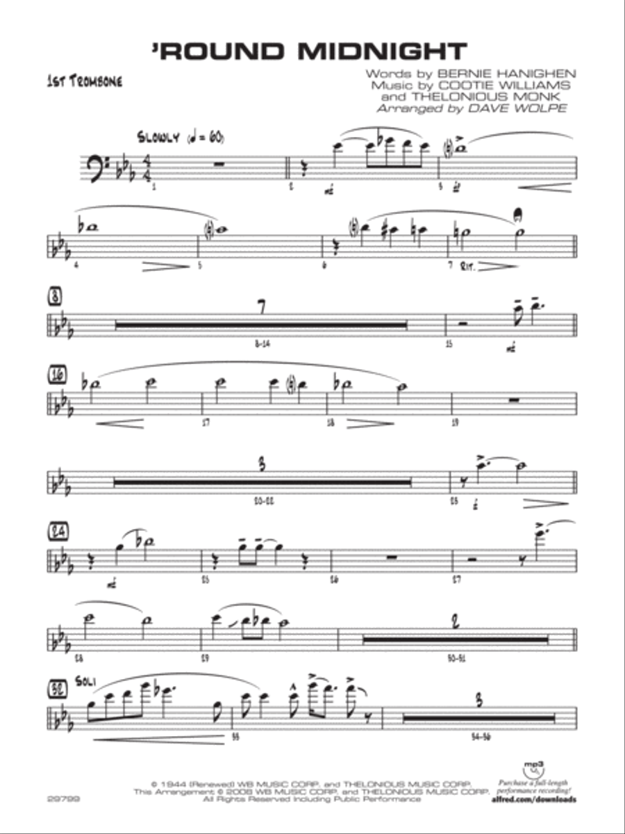 'Round Midnight: 1st Trombone Jazz Ensemble scores gallery preview page 1