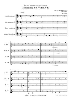 Book cover for Sarabande - Sax Quartet - C minor