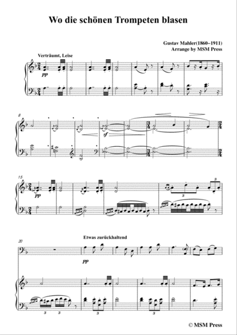 Mahler-Wo die schönen Trompeten blasen, for Cello and Piano Piano scores gallery preview page 3