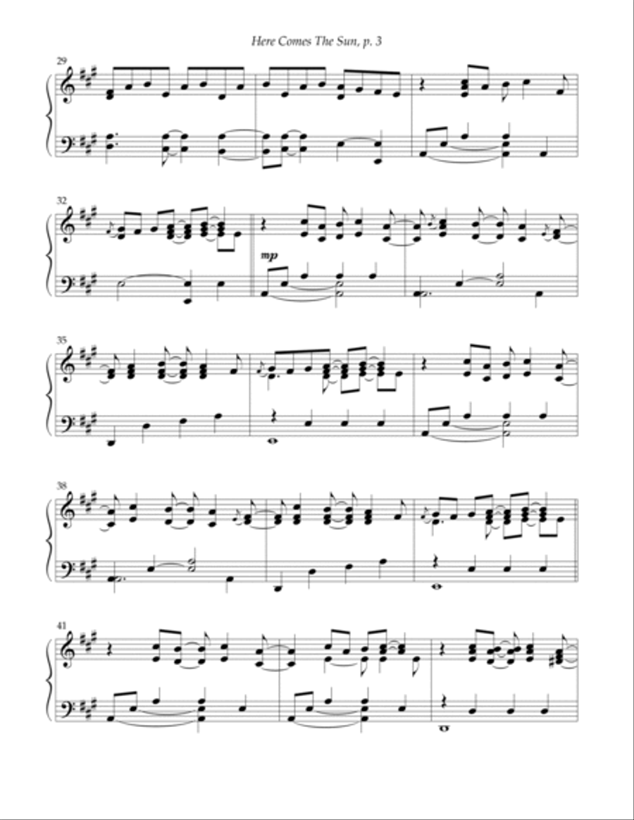 Here Comes The Sun Piano Solo scores gallery preview page 3