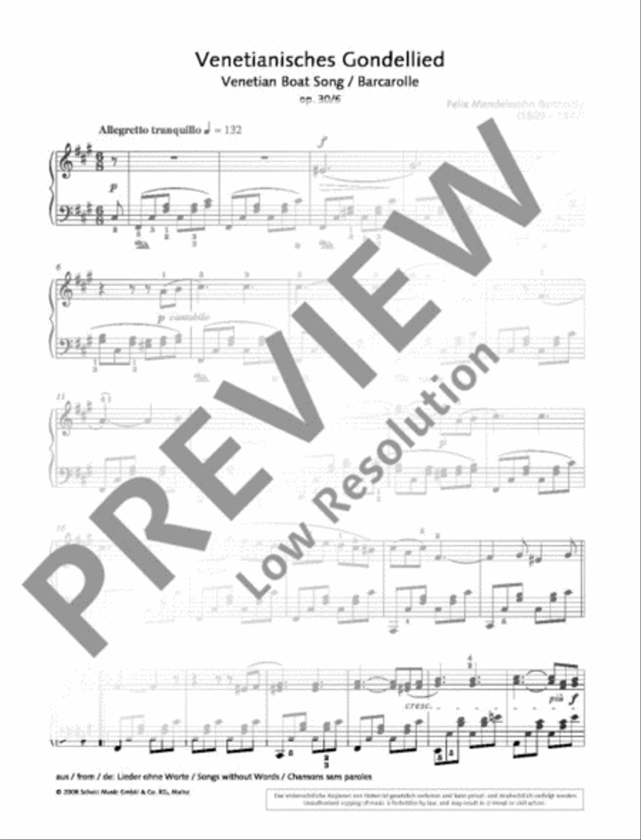 Venetian Boat Song F-sharp minor Piano Solo scores gallery preview page 2
