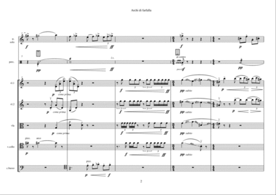 Umberto Pedraglio: ARCHI DI FARFALLA (ES 1043) per tromba, archi e percussioni Large Ensemble scores gallery preview page 6