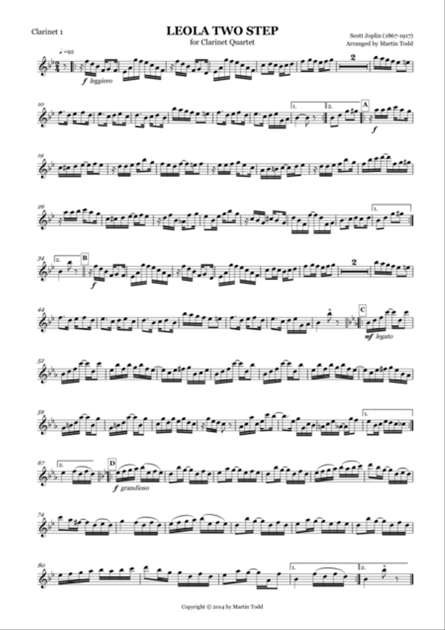 Leola Two Step for Clarinet Quartet Clarinet Quartet scores gallery preview page 4