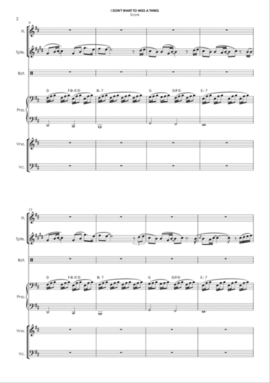 I Don't Want To Miss A Thing Piano scores gallery preview page 5
