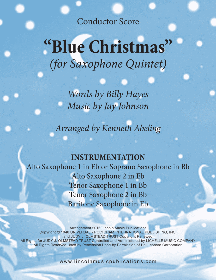 Blue Christmas Saxophone Quintet scores gallery preview page 1