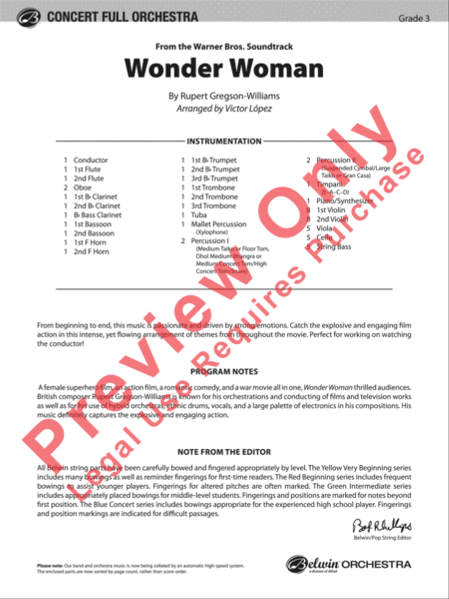 Wonder Woman -- From the Warner Bros. Soundtrack Full Orchestra scores gallery preview page 2