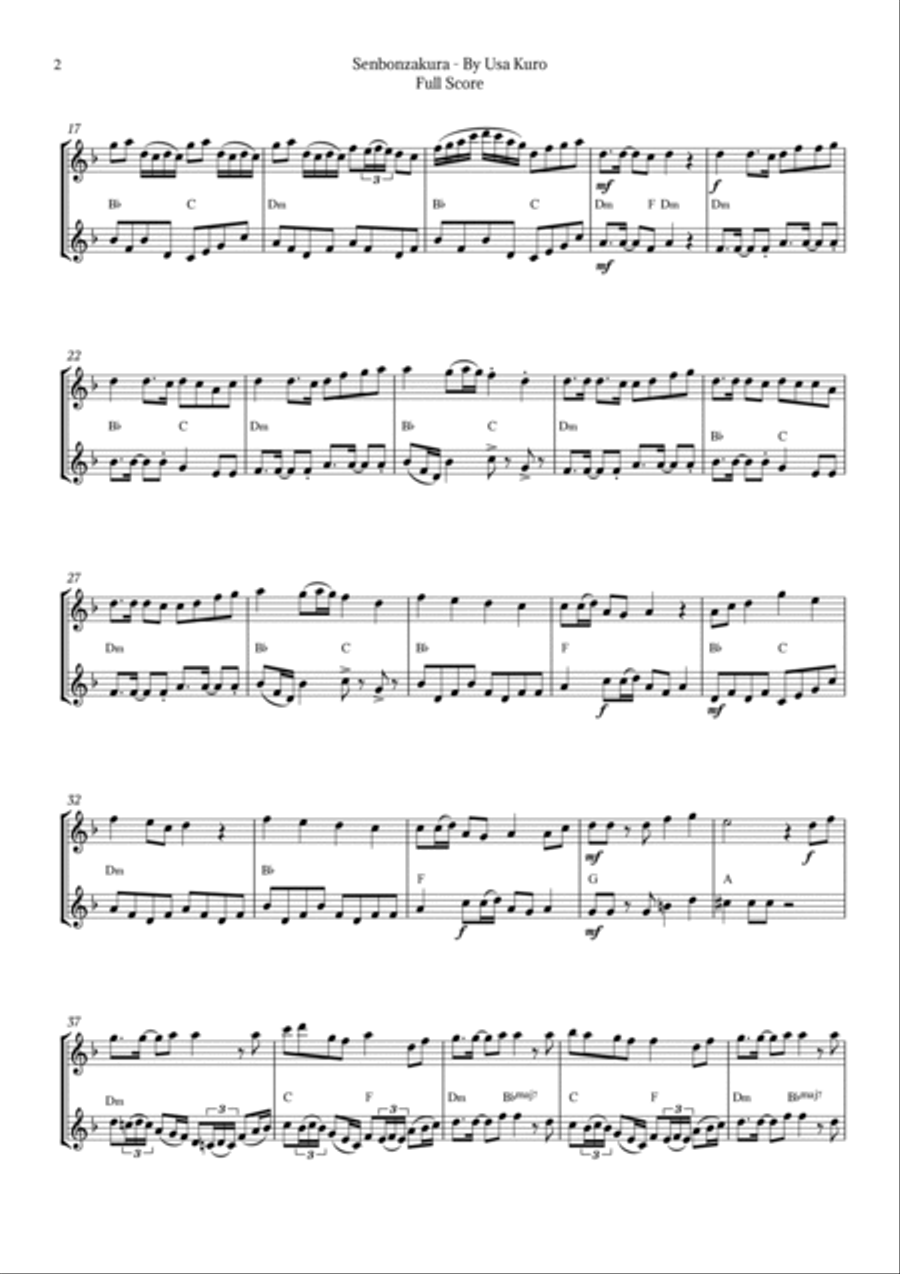 Senbonzakura Flute Duet scores gallery preview page 2