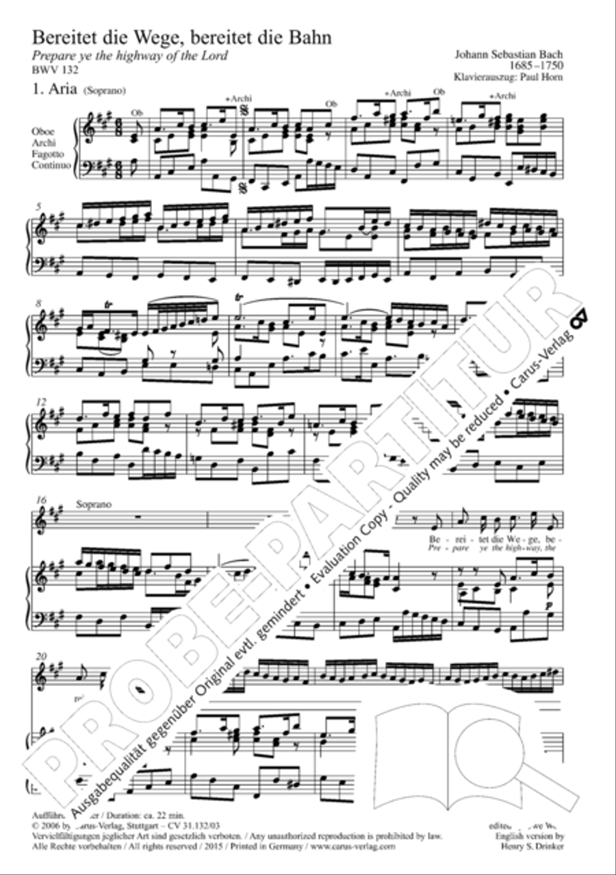 Prepare ye the highway of the Lord (Bereitet die Wege, bereitet die Bahn) 4-Part scores gallery preview page 4
