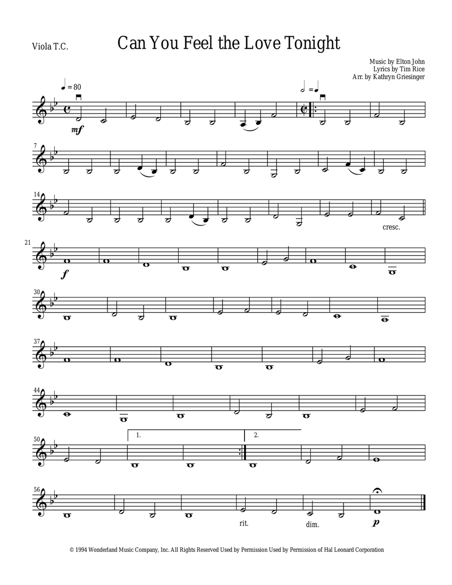 Can You Feel The Love Tonight String Quartet scores gallery preview page 4
