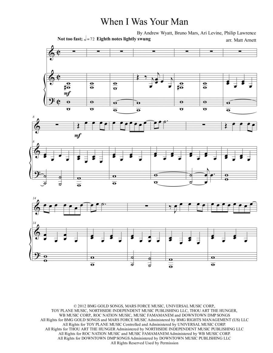 When I Was Your Man 1 Piano, 4-Hands scores gallery preview page 1