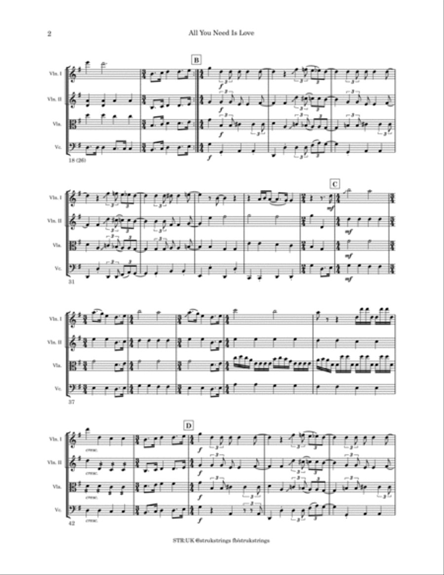 All You Need Is Love String Quartet scores gallery preview page 3
