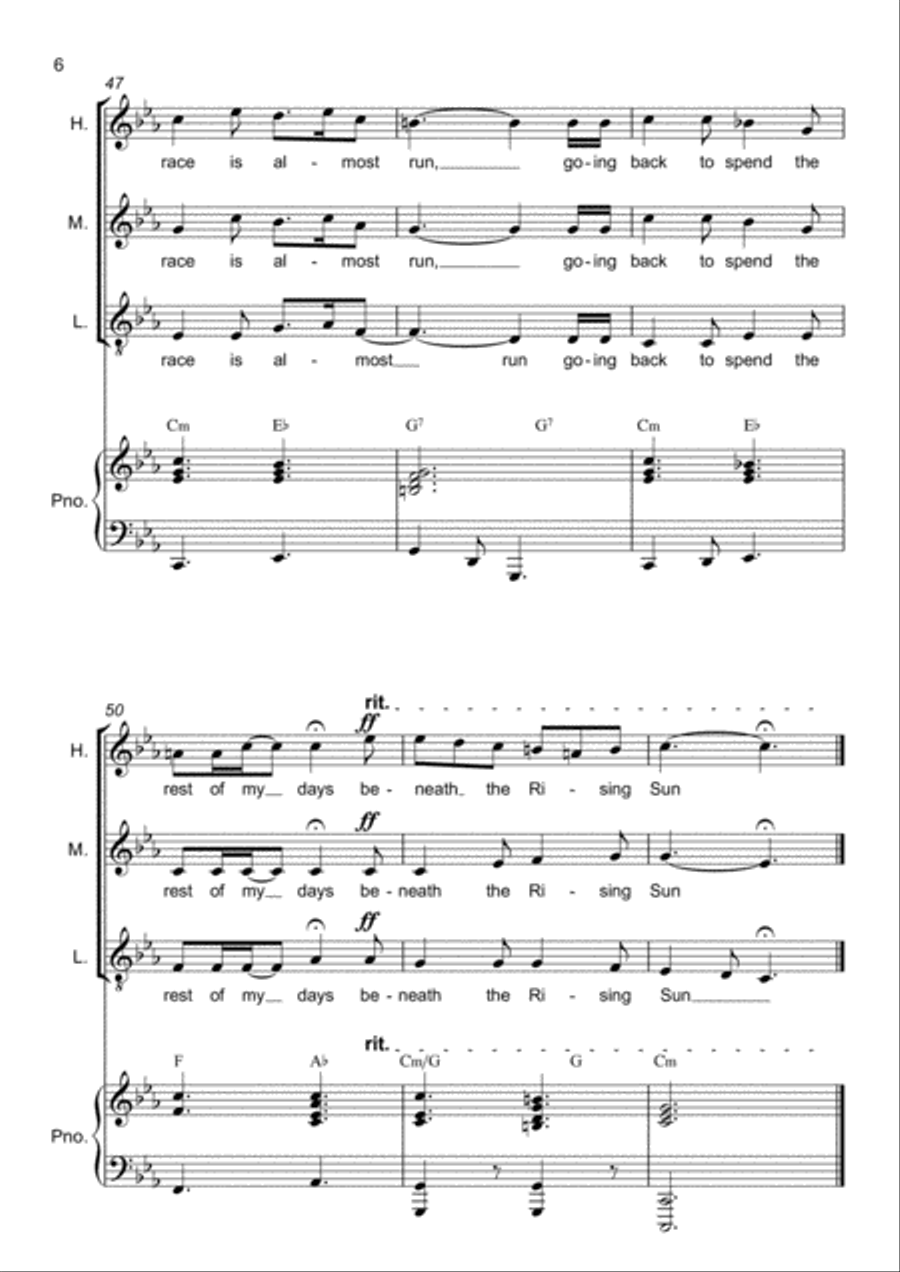 House Of The Rising Sun Choir scores gallery preview page 6