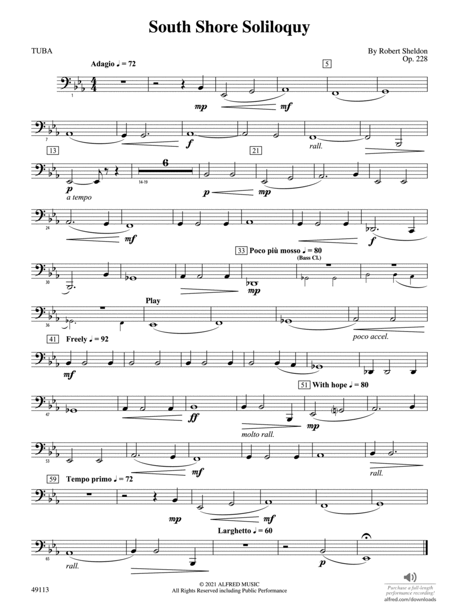 South Shore Soliloquy: Tuba Concert Band scores gallery preview page 1
