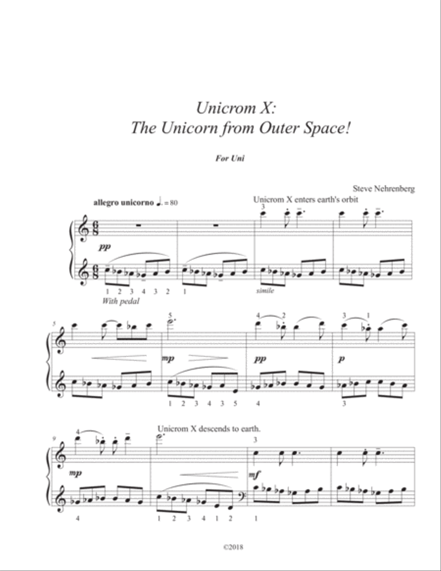 Unicrom X: The Unicorn From Outer Space! Easy Piano scores gallery preview page 2