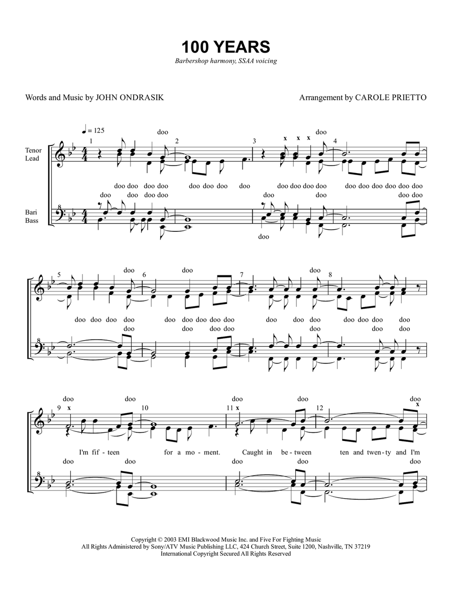 100 Years 100 Years SSAA scores gallery preview page 1