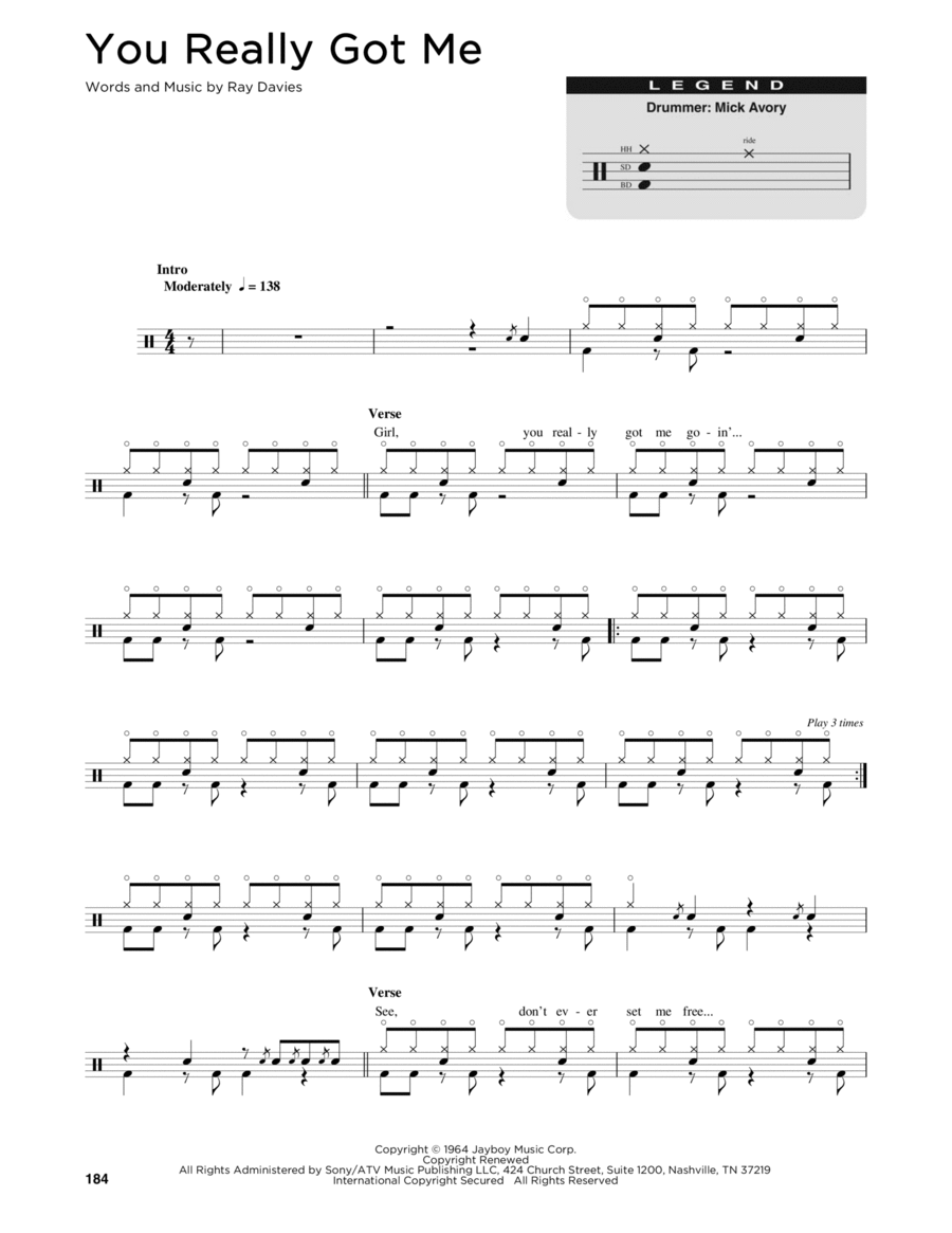 You Really Got Me Drum Set scores gallery preview page 1