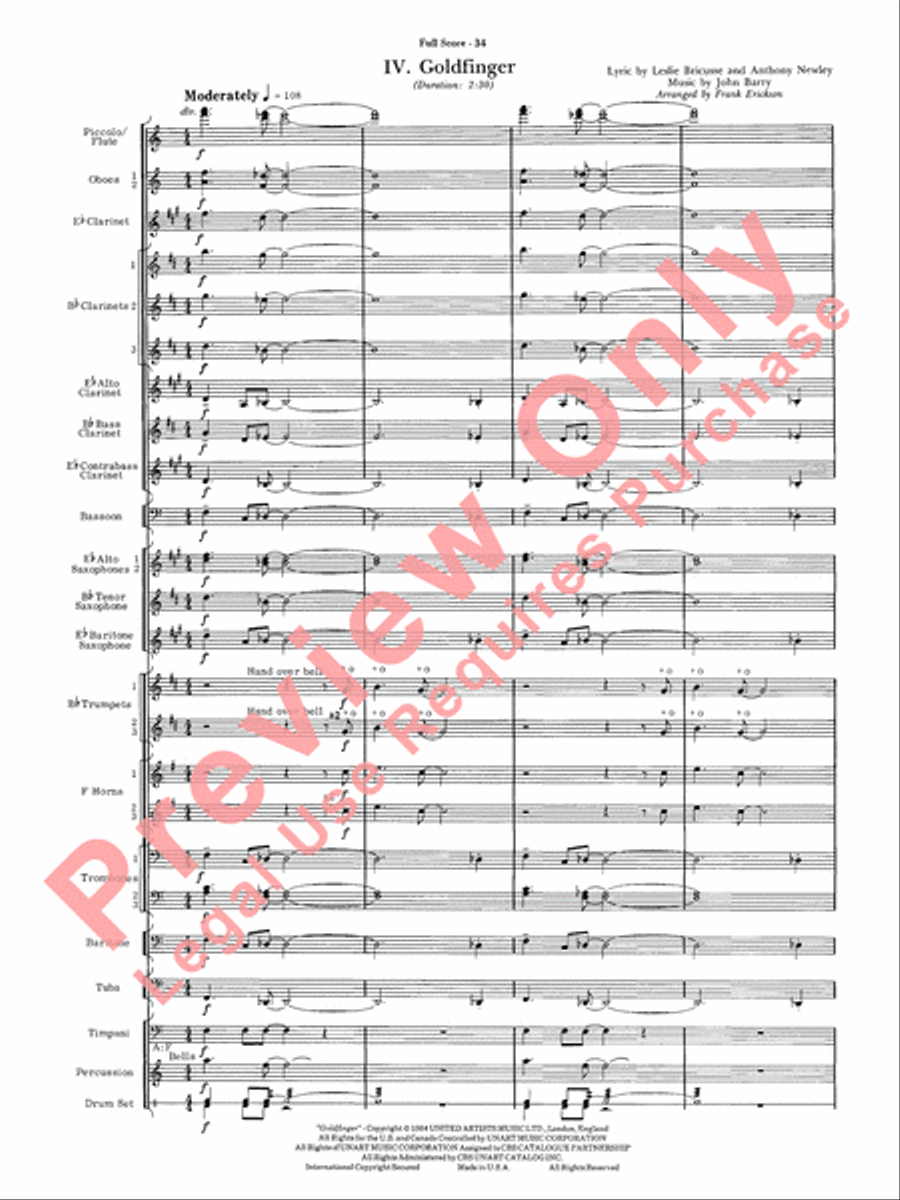James Bond Suite Concert Band scores gallery preview page 36