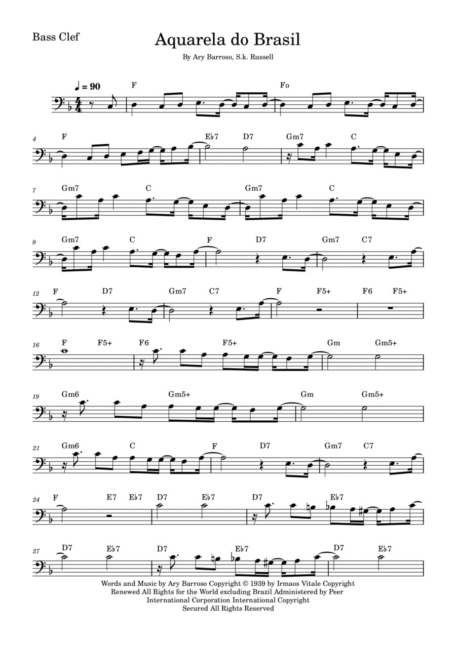 Aquarela Brasileira (aquarela Do Brasil) (brasil) Trombone Solo scores gallery preview page 1