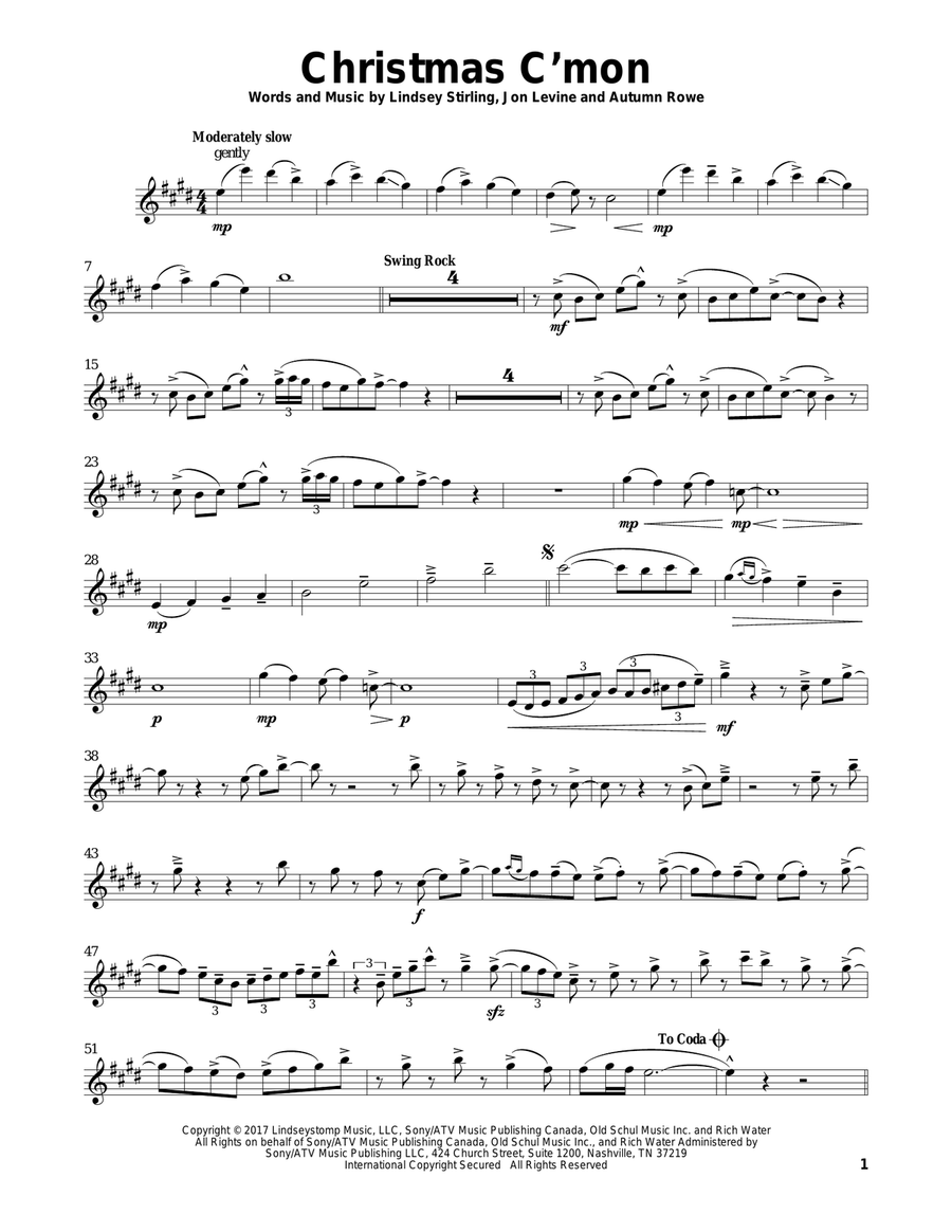 Christmas C'mon Christmas C'mon Violin Solo scores gallery preview page 1