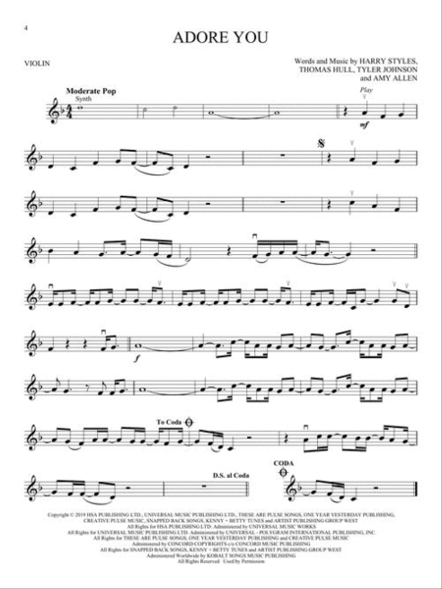 Hit Songs Hit Songs Violin Solo scores gallery preview page 4