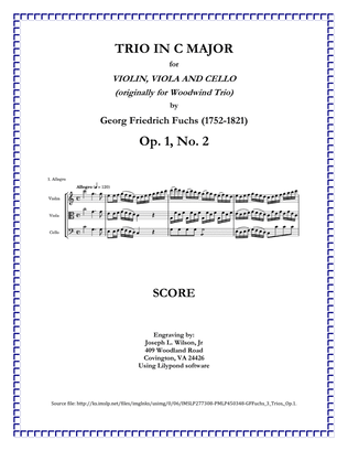 Fuchs Trio in C Major for Violin, Viola and Celllo (originally Woodwind Trio)