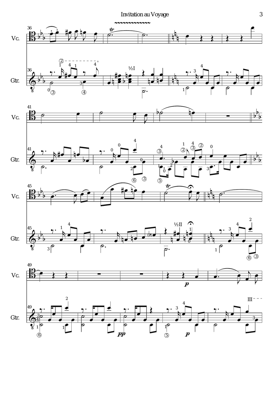 Invitation to the journey (Diepenbrock) for cello and guitar String Duet scores gallery preview page 3