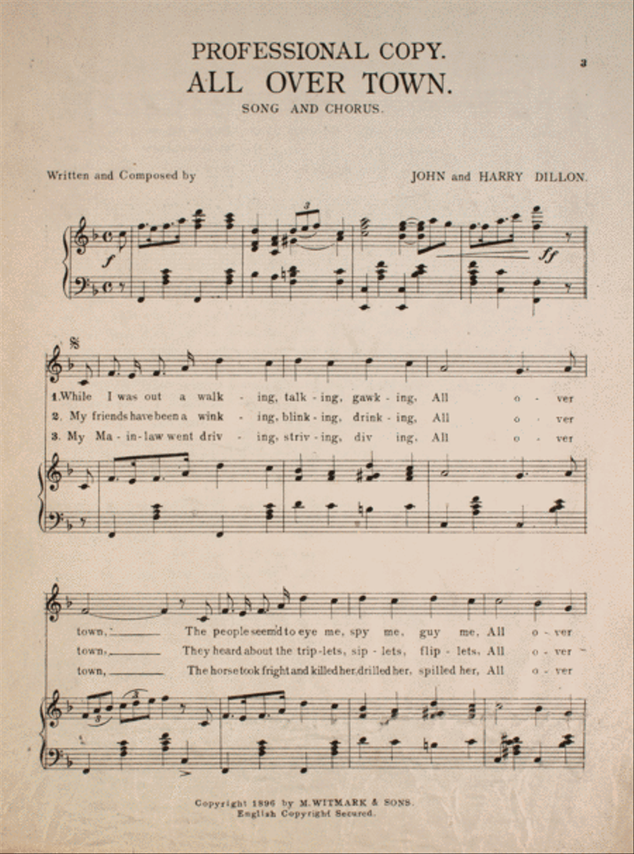 All Over Town. Song and Chorus Choir scores gallery preview page 1