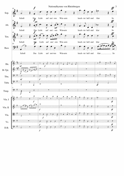 Nationalhymne von Rheinbergen (Rheinbergen National Anthem) Harmonised choir orchestra (with Parts) image number null