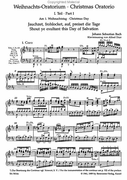 Weihnachtsoratorium BWV 248 by Johann Sebastian Bach Choir - Sheet Music