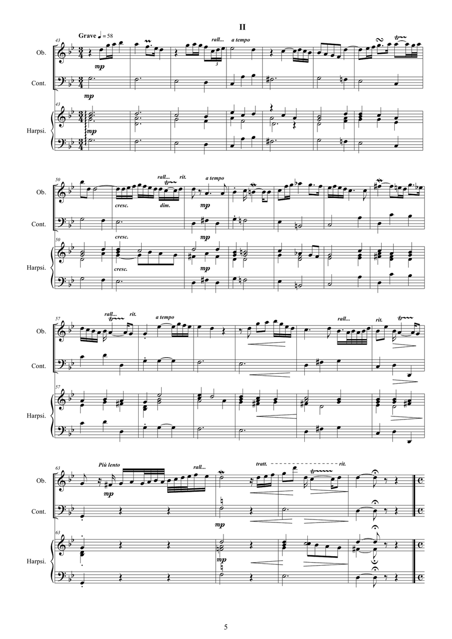 Handel - Oboe Sonata in B flat HWV 357 for Oboe, Continuo and Harpsichord or Piano Handel - Oboe Sonata in B flat HWV 357 for Oboe, Continuo and Harpsichord or Piano Small Ensemble scores gallery preview page 5