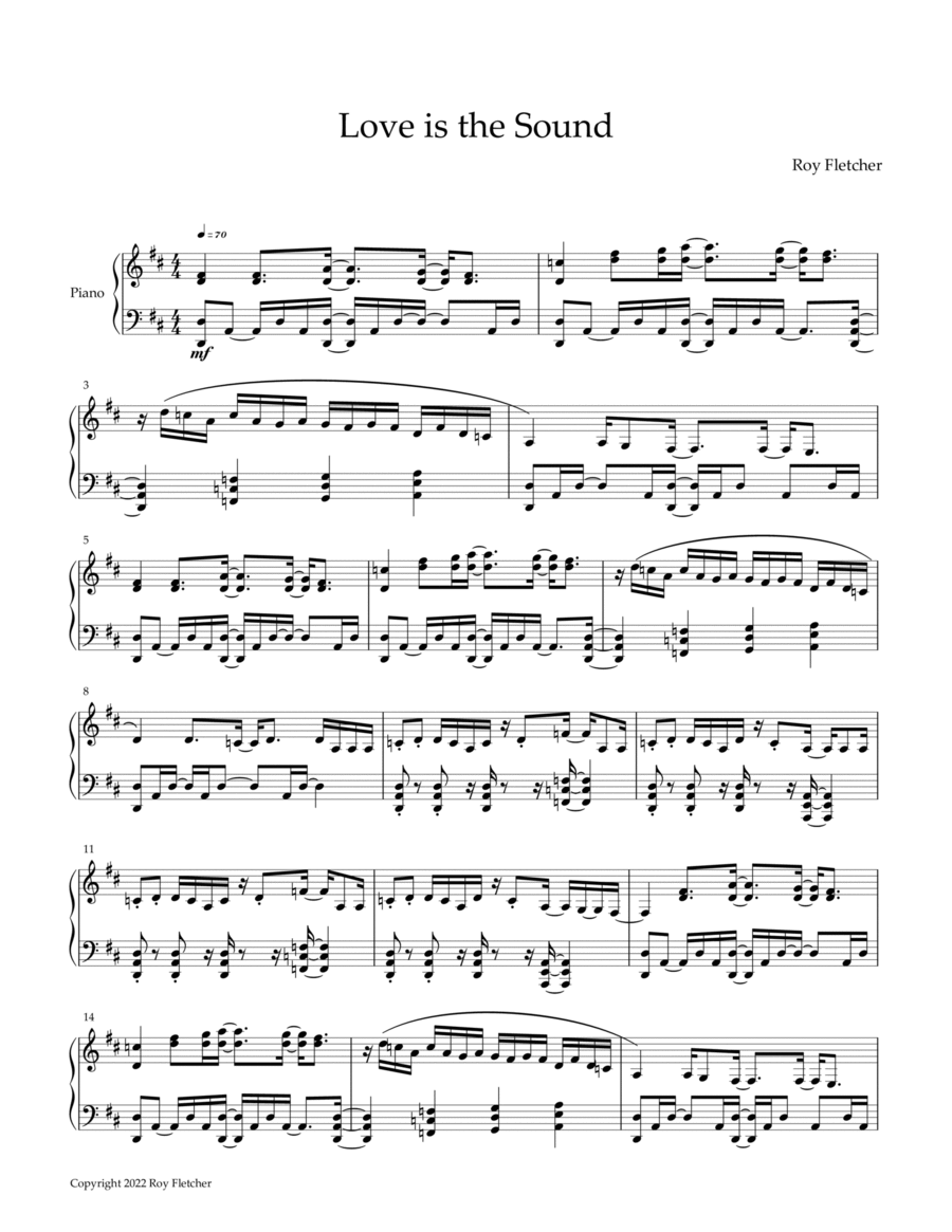 Love is the Sound (piano) Piano scores gallery preview page 1