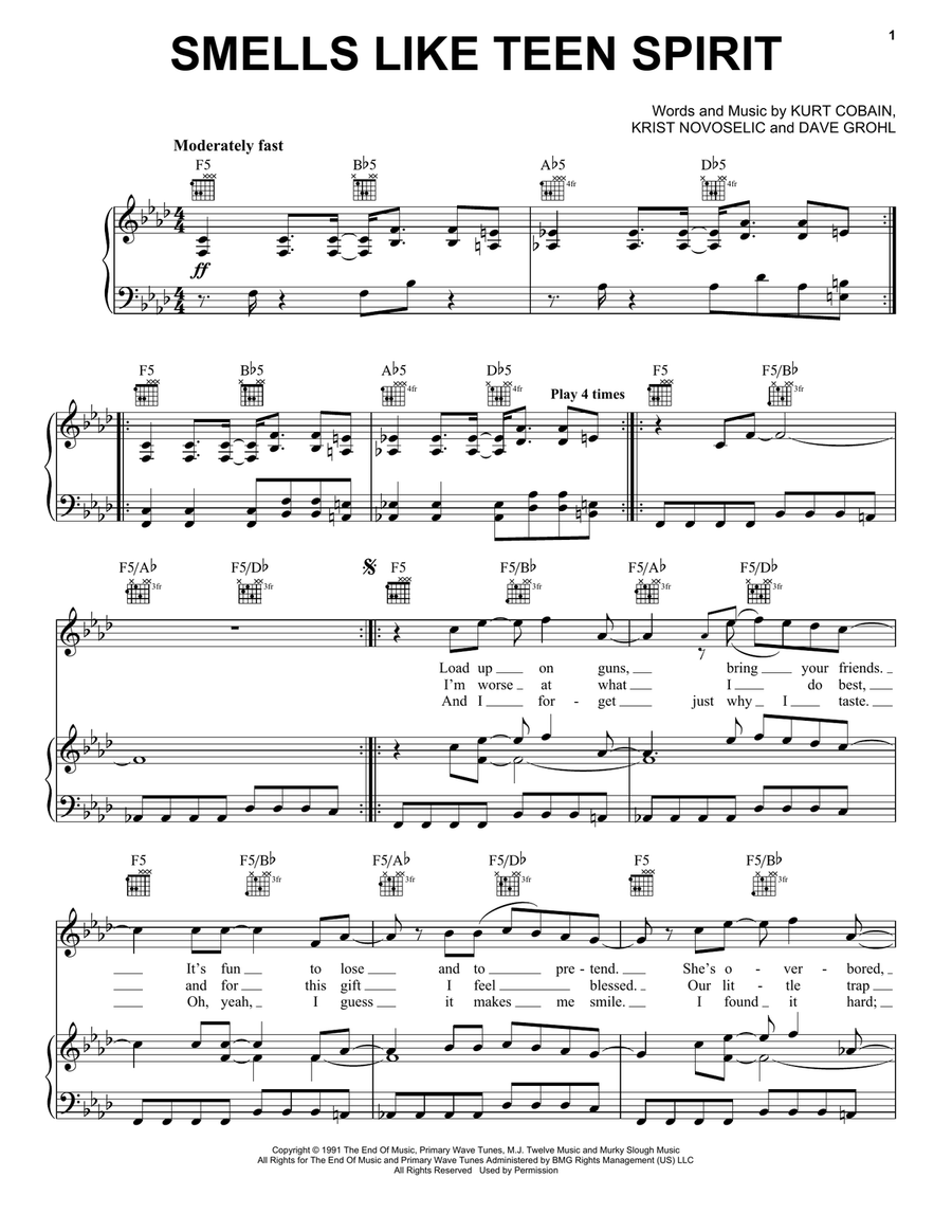 Smells Like Teen Spirit Acoustic Guitar scores gallery preview page 1