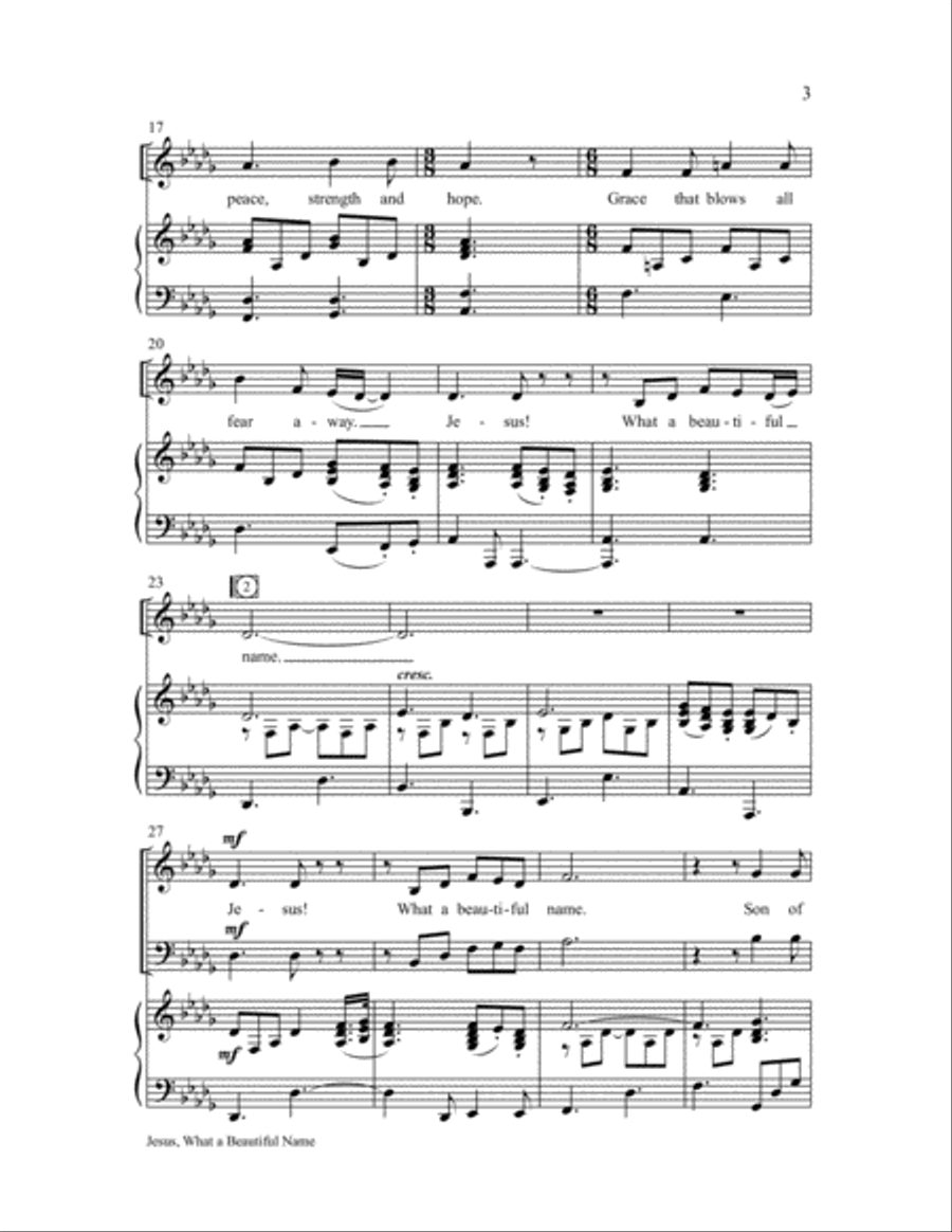 Jesus, What a Beautiful Name 3-Part scores gallery preview page 3