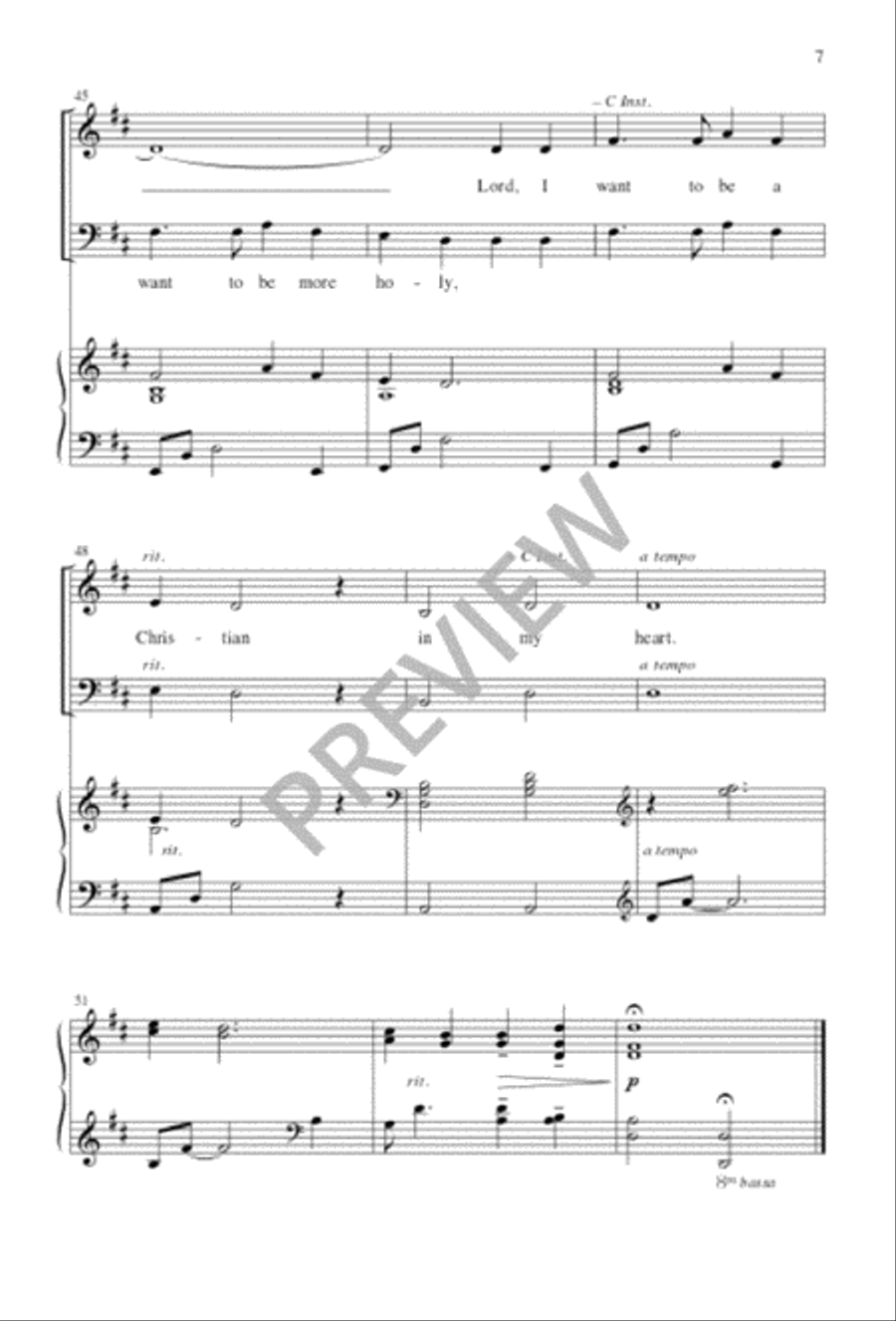 Lord, I Want to Be a Christian 4-Part scores gallery preview page 7