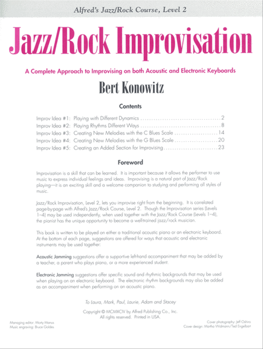 Alfred's Basic Jazz/Rock Course: Improvisation, Level 2 Piano Method scores gallery preview page 2