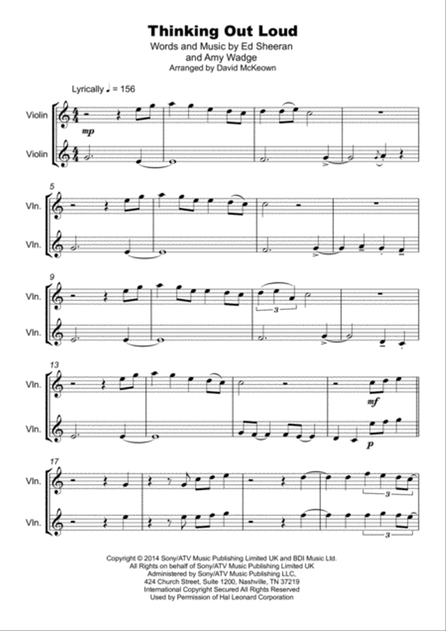 Thinking Out Loud String Duet scores gallery preview page 2