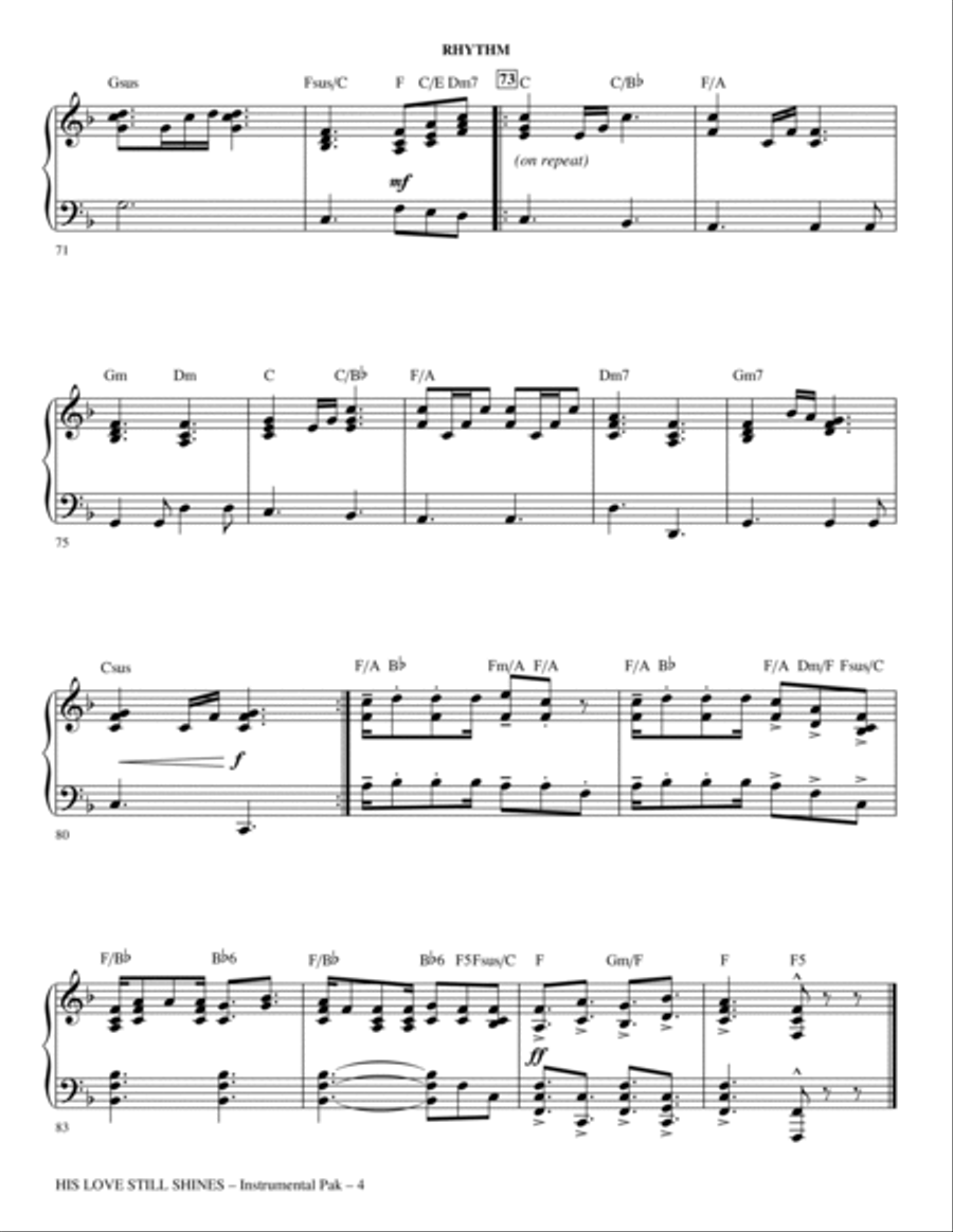 His Love Still Shines - Rhythm Choir scores gallery preview page 4