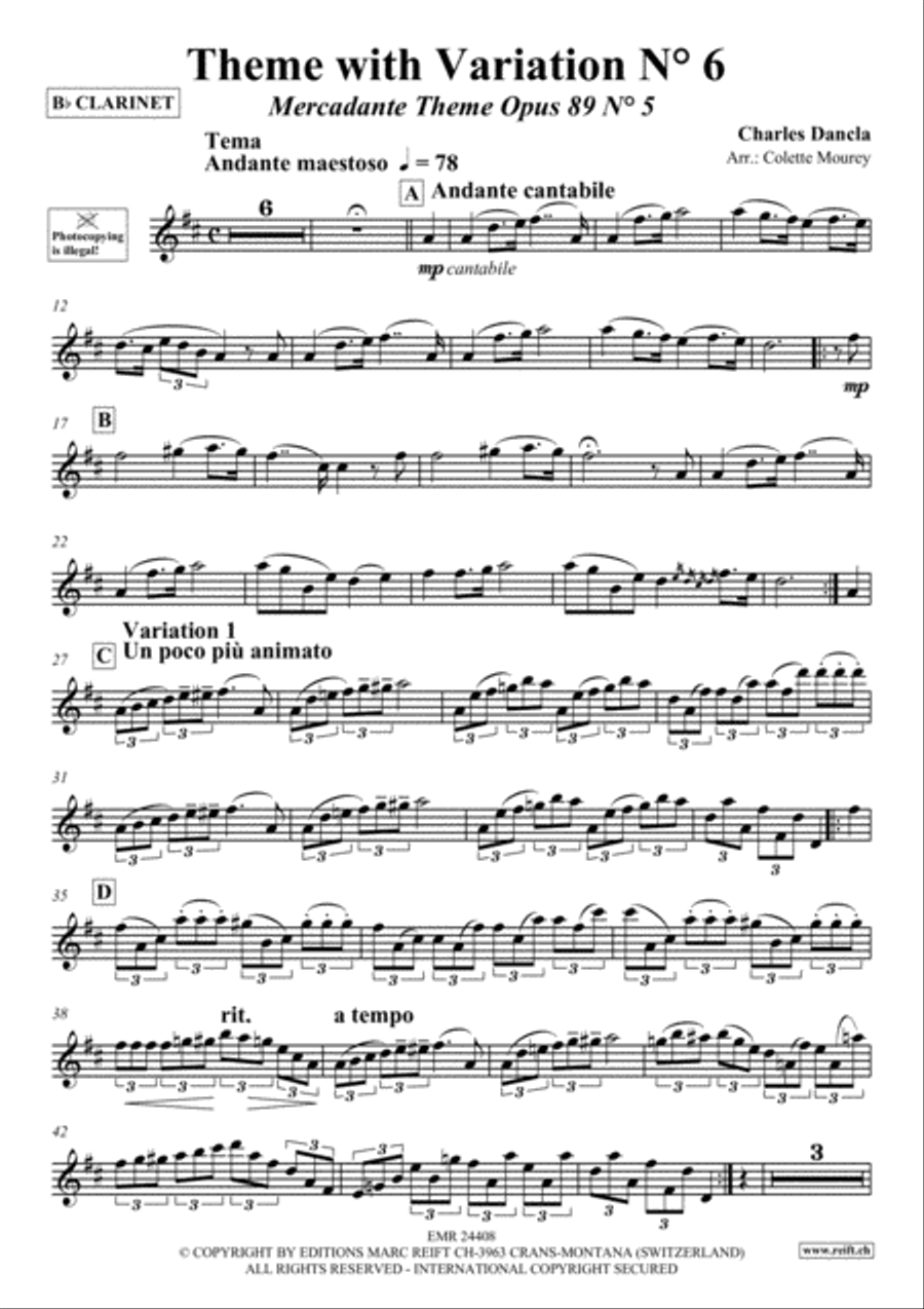 Theme with Variations No. 6 Clarinet Solo scores gallery preview page 2