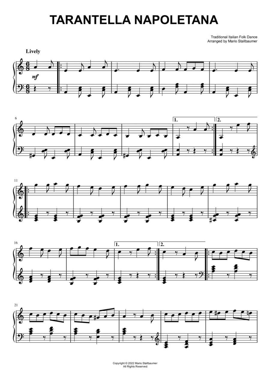Tarantella Napoletana Piano Solo scores gallery preview page 1