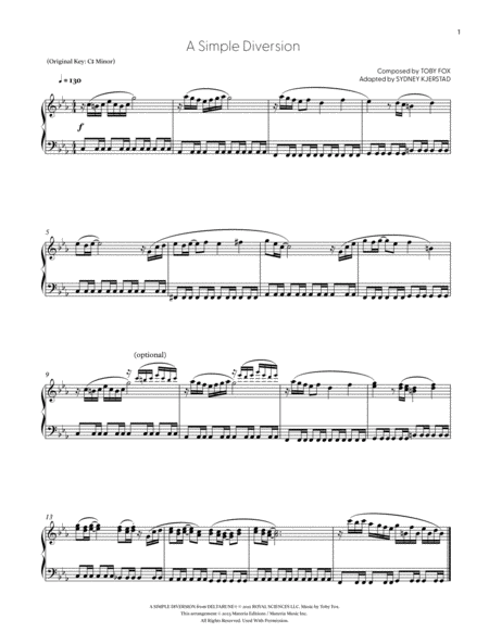 A Simple Diversion (DELTARUNE Chapter 2 - Piano Sheet Music)