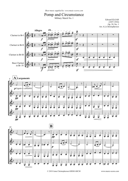 Land of Hope and Glory - Clarinet Quartet image number null