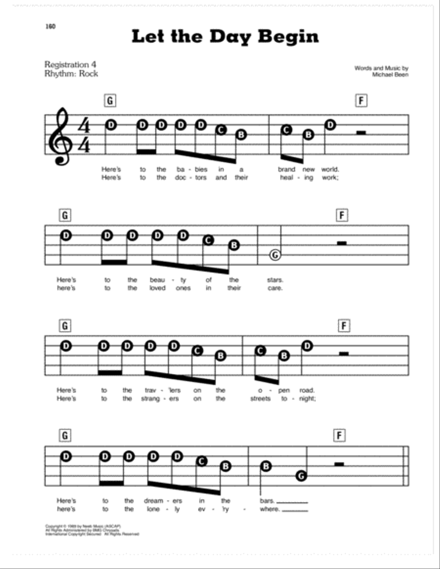 Let The Day Begin Electronic Keyboard scores gallery preview page 1