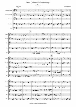 Brass Quintet No.2 Op.3 (The Party!) Movement 2