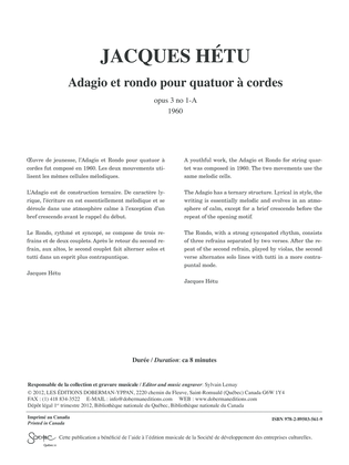 Adagio et rondo pour quatuor a cordes, opus 3 no 1-A