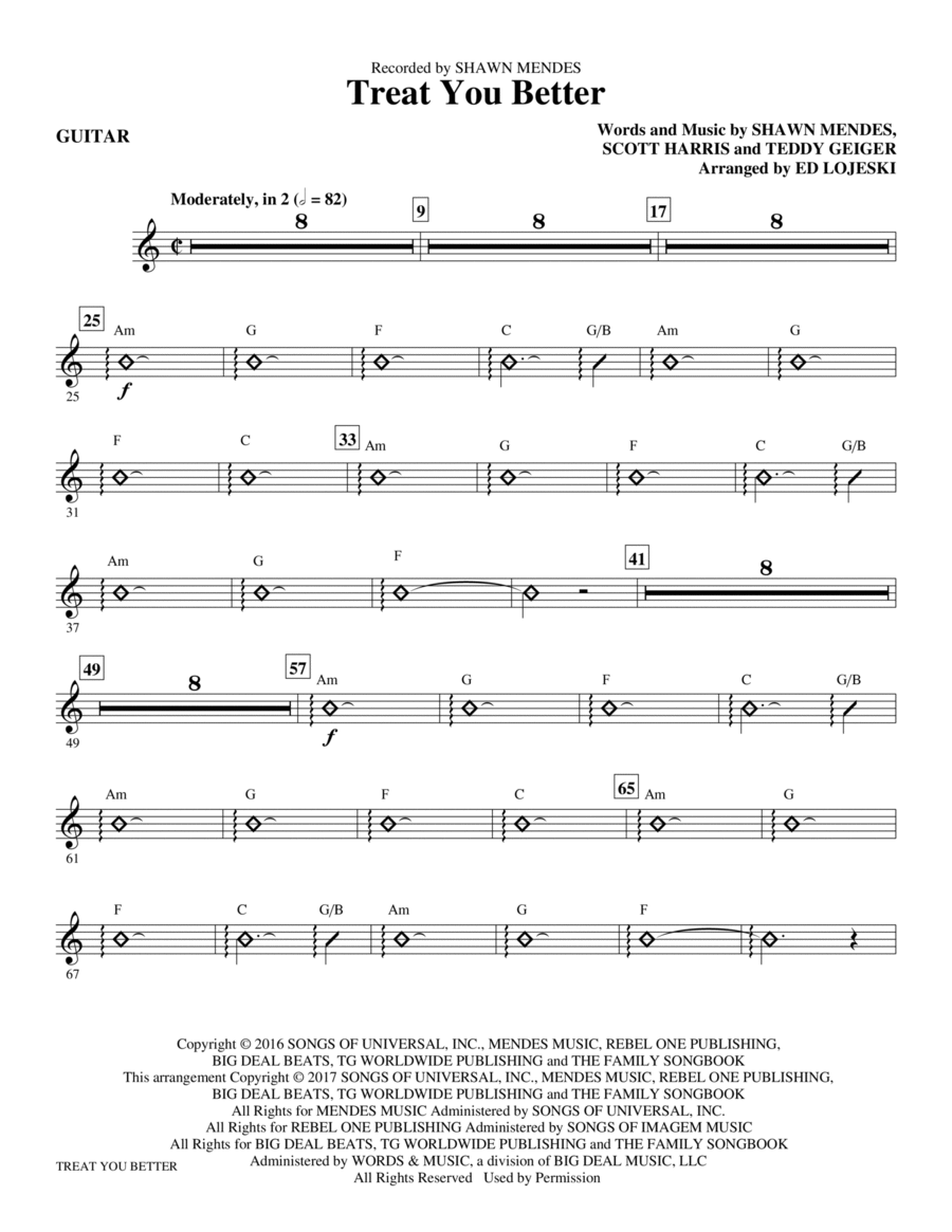 Treat You Better - Guitar Choir scores gallery preview page 1